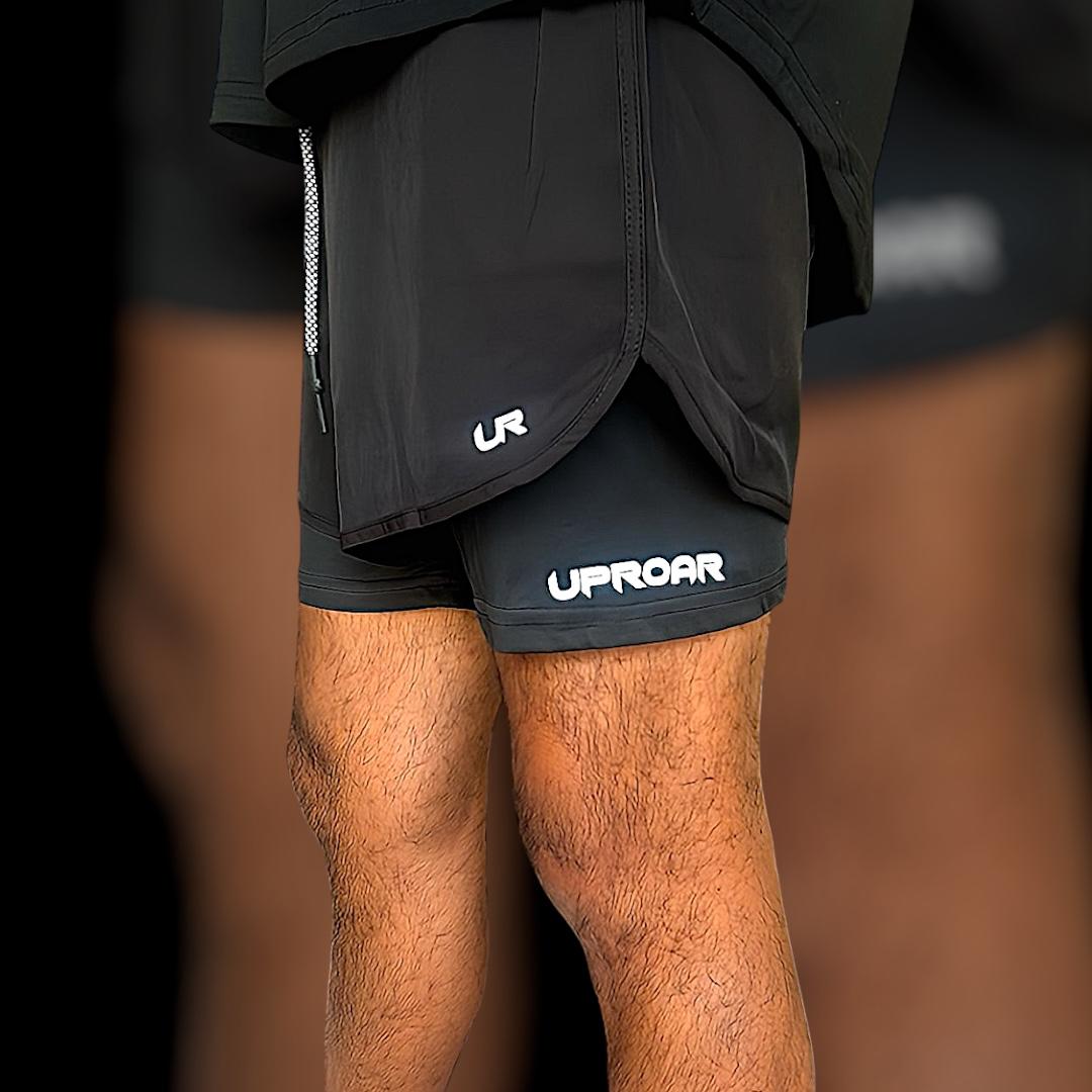 no-gi shorts, 2n1 training shorts, black compression shorts, hybrid shorts, martial arts gear, gym gear, black shorts, inner pocket