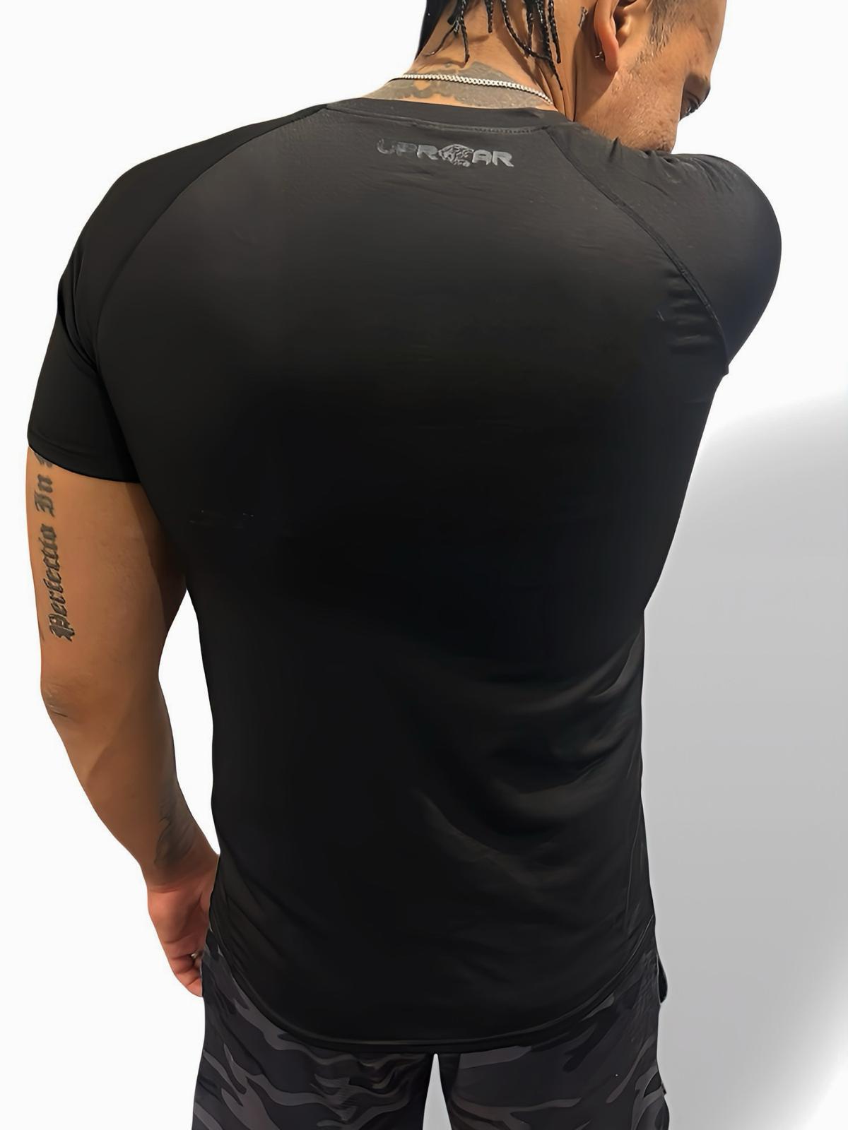 black short sleeve training top, bjj short sleeve top, training top mens, short sleeve compression top