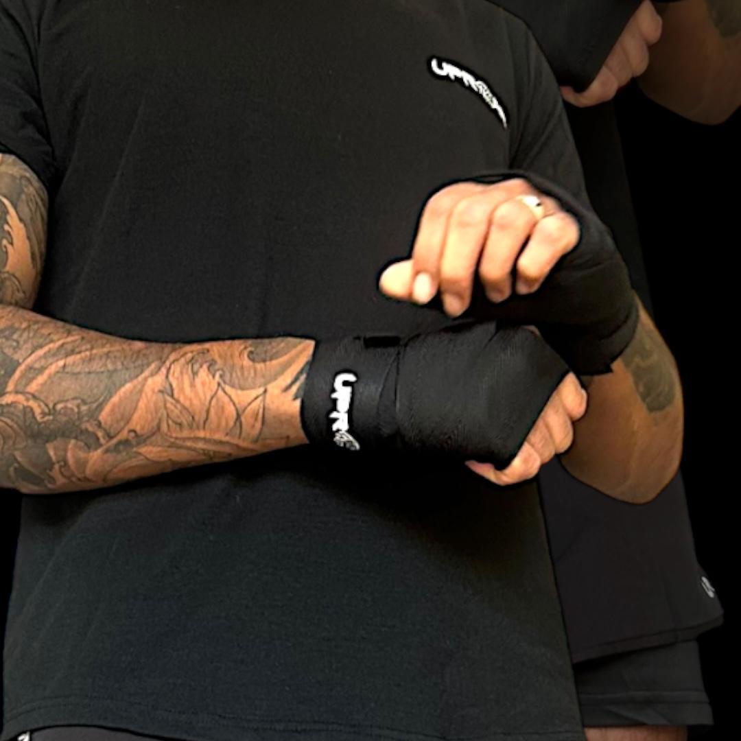 hand wraps, wrist wraps, black velcro hand wraps, combat protection gear, boxing wraps, muy thai wraps, grip tape
