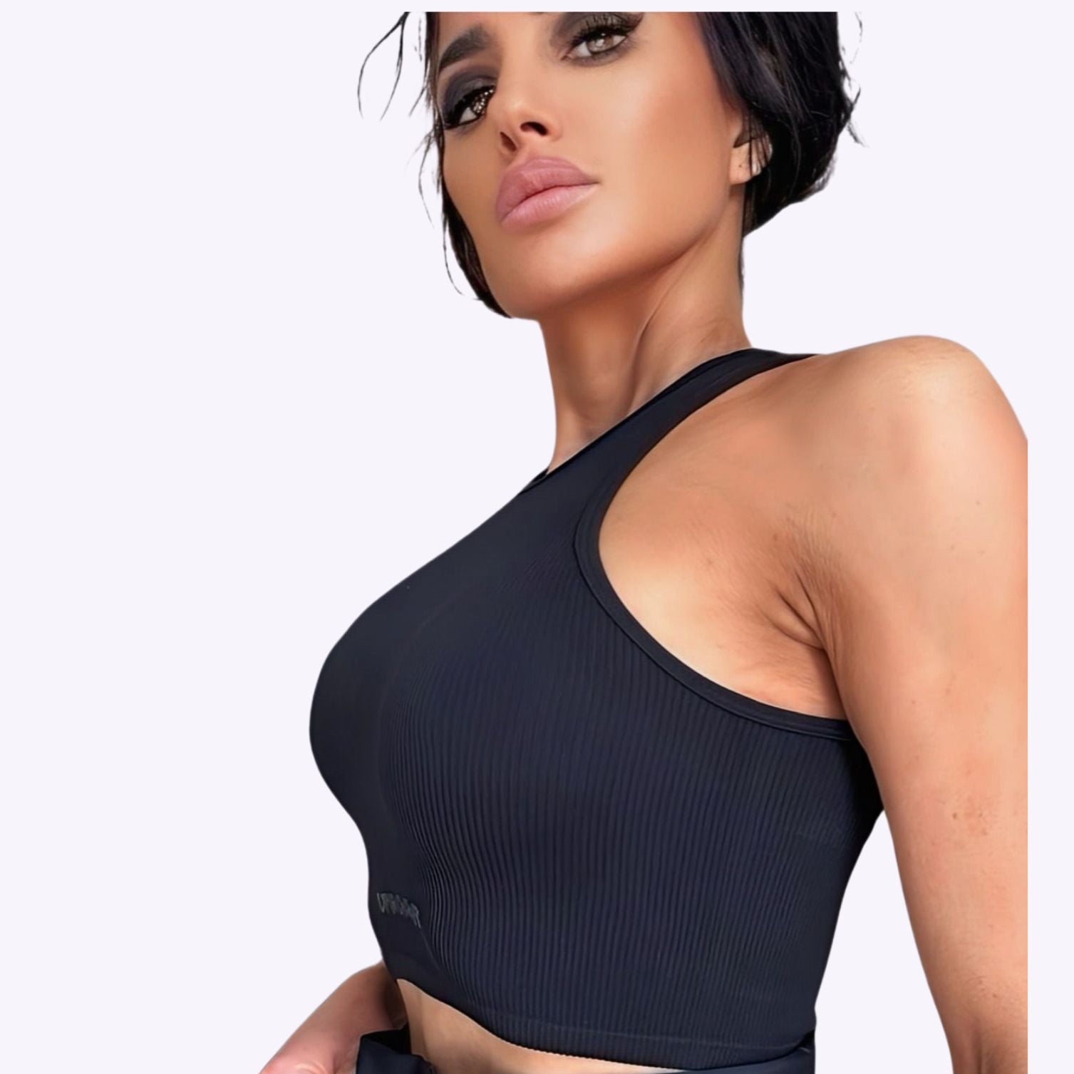 Sleeveless Ribbed Crop top Black