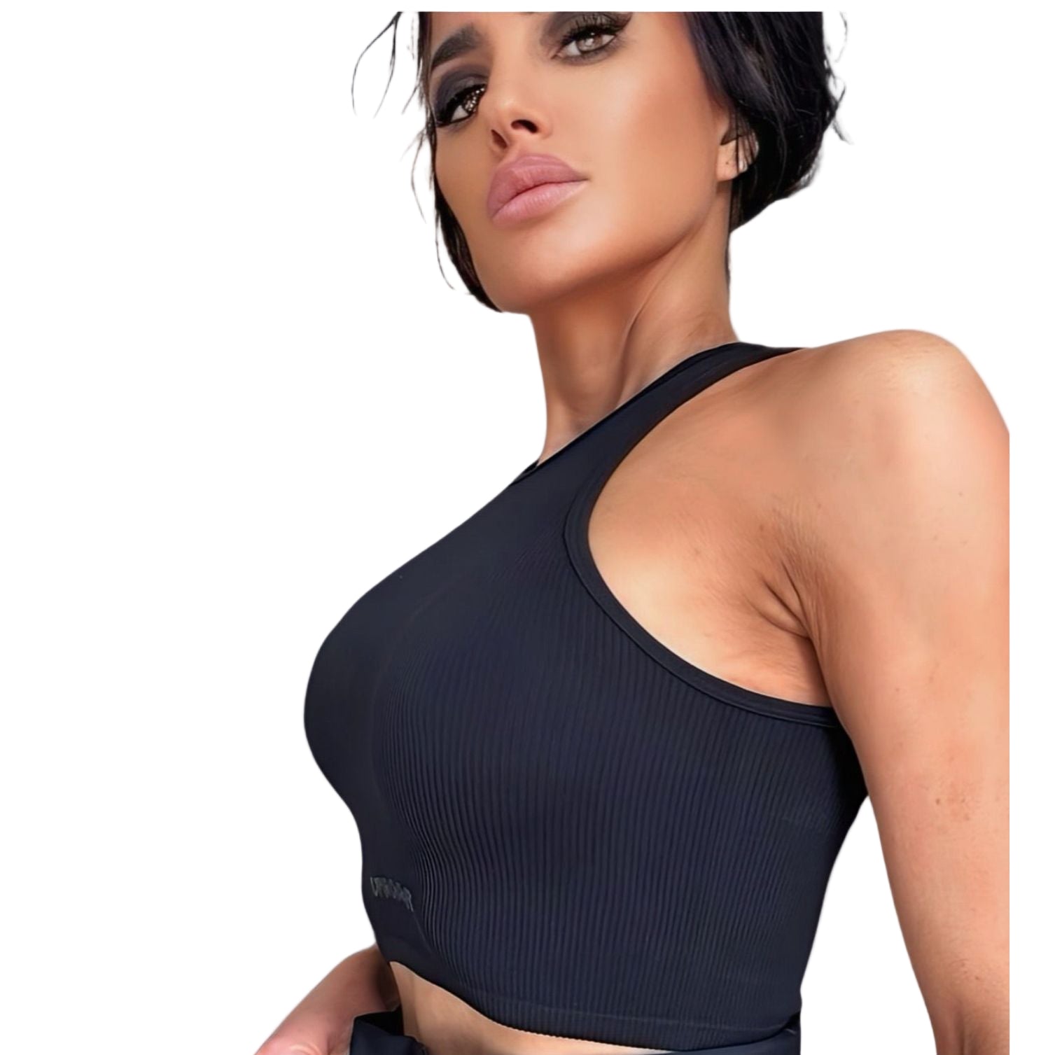 Sleeveless Ribbed Crop Top Black