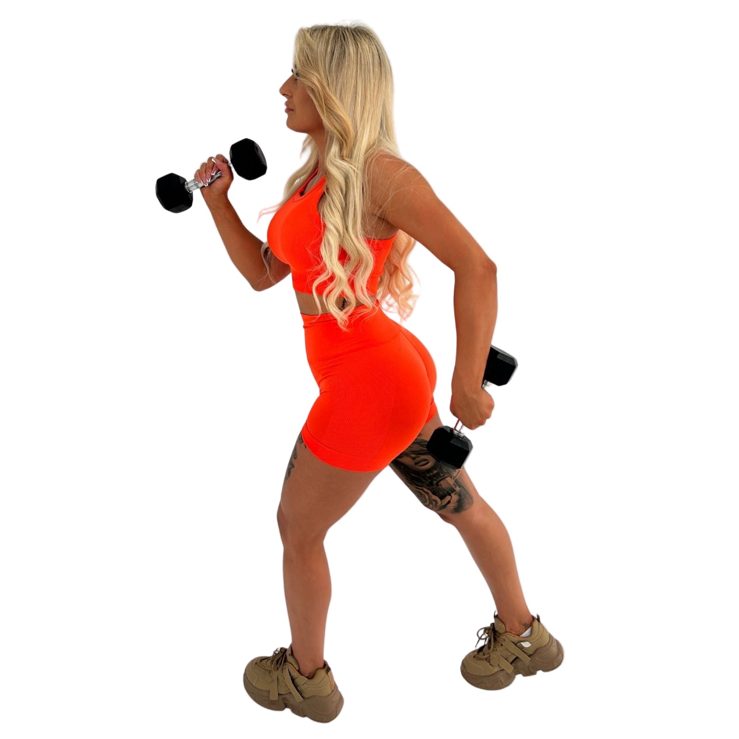 Sunset Rush 2 Piece Set Ribbed Crop & Shorts