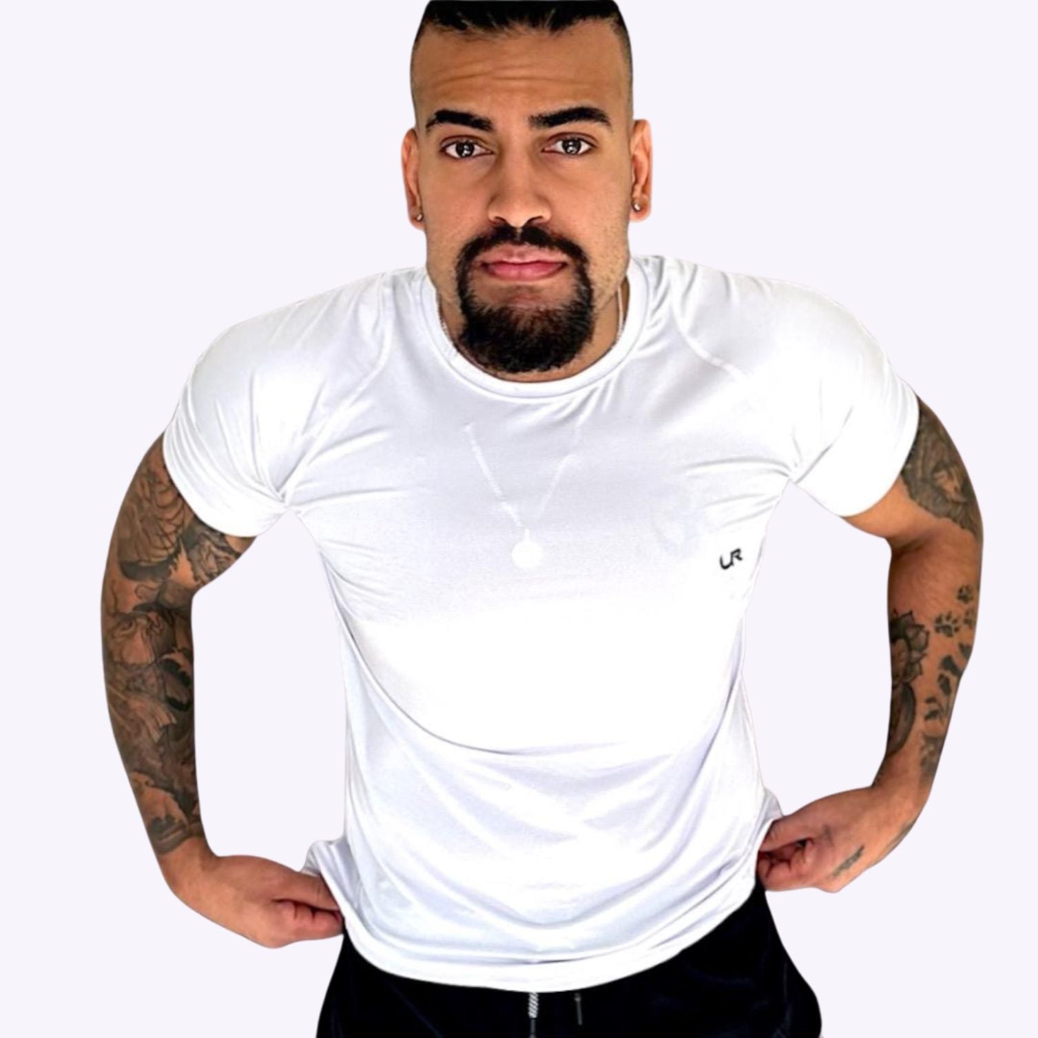 white running top mens, mens tops, mens gym tops, running top, white running shirt, mens white running shirt, semi-compression tops, short sleeve tops men, mens short sleeve top, mens semi-compression white short sleeve top