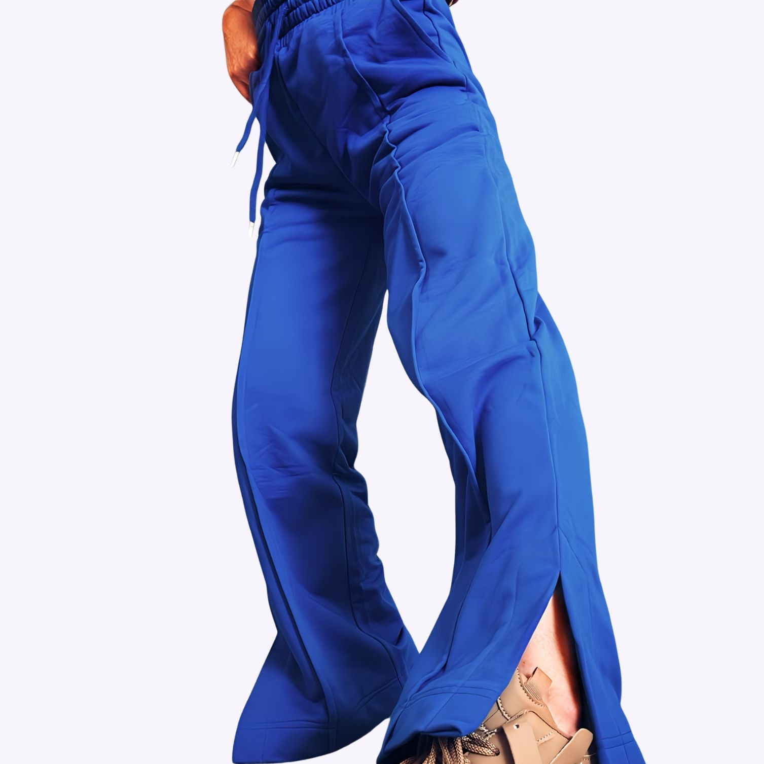 Roxxi Wide Leg Cotton Sweatpants Full length Blue Bell