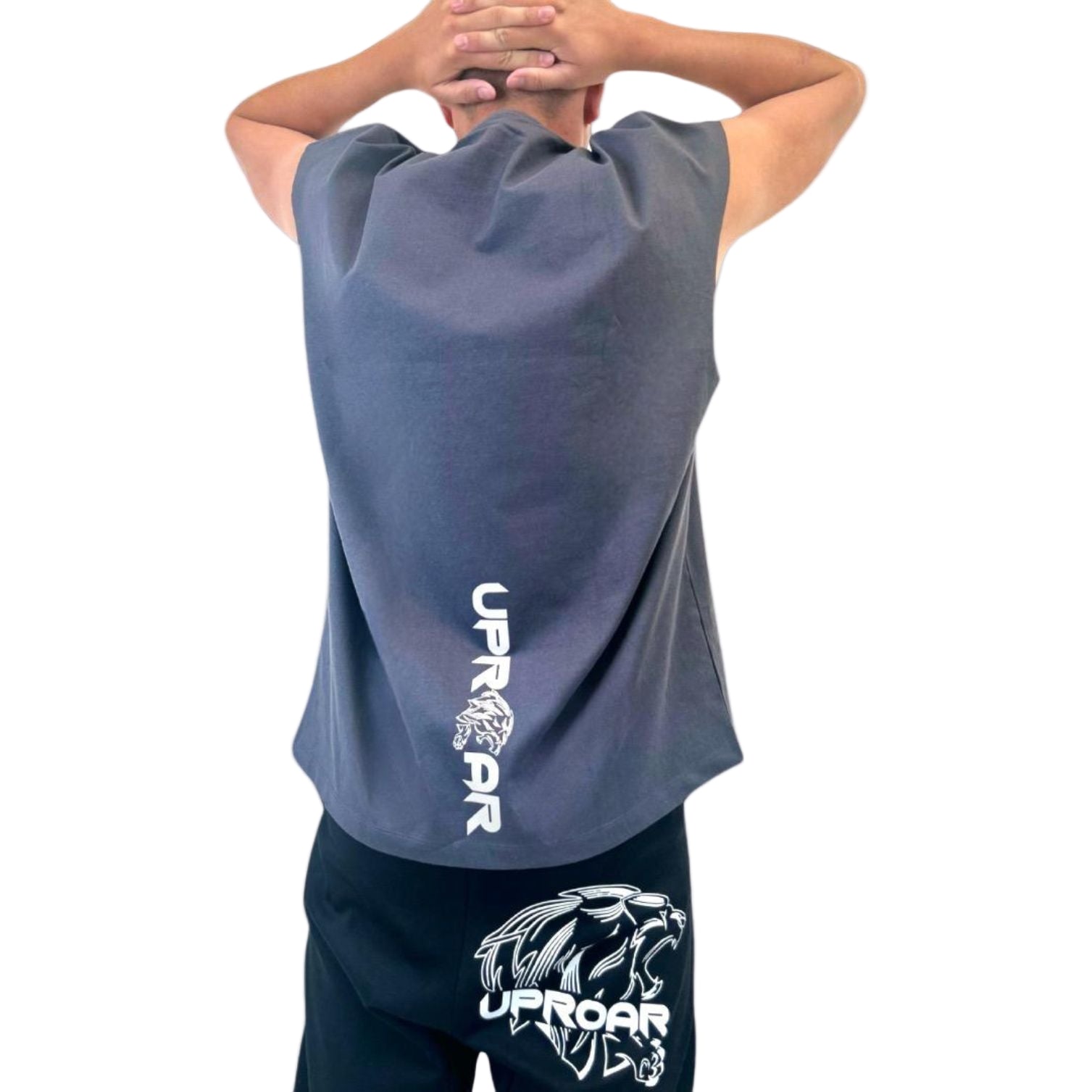 Oversized Sleeveless Muscle Tank in Slate Grey