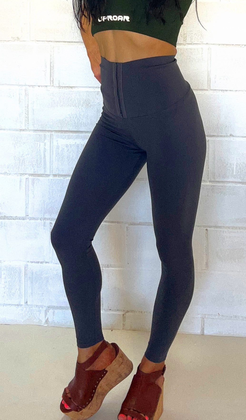 Corset Leggings Slate, Grey Leggings, Dark Grey Leggings, Women's Grey Leggings