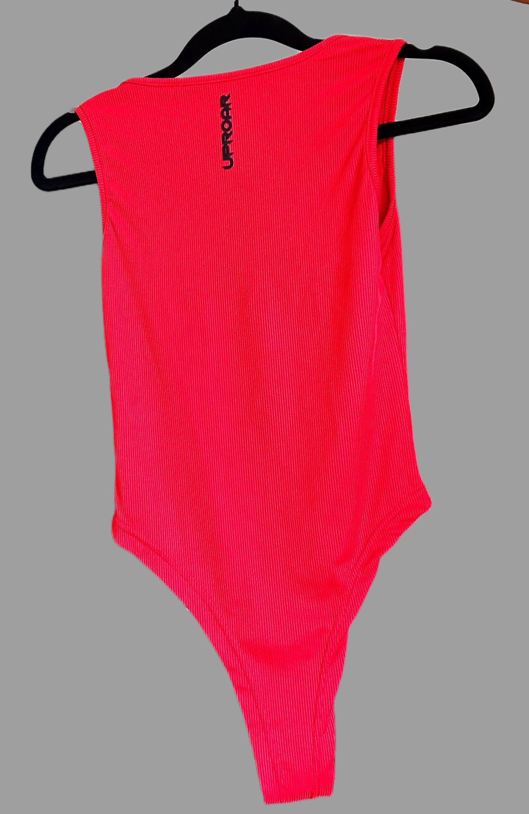 Womens activewear, red onepiece, bodysuit with front zip, sleeveless red zip up bodysuit