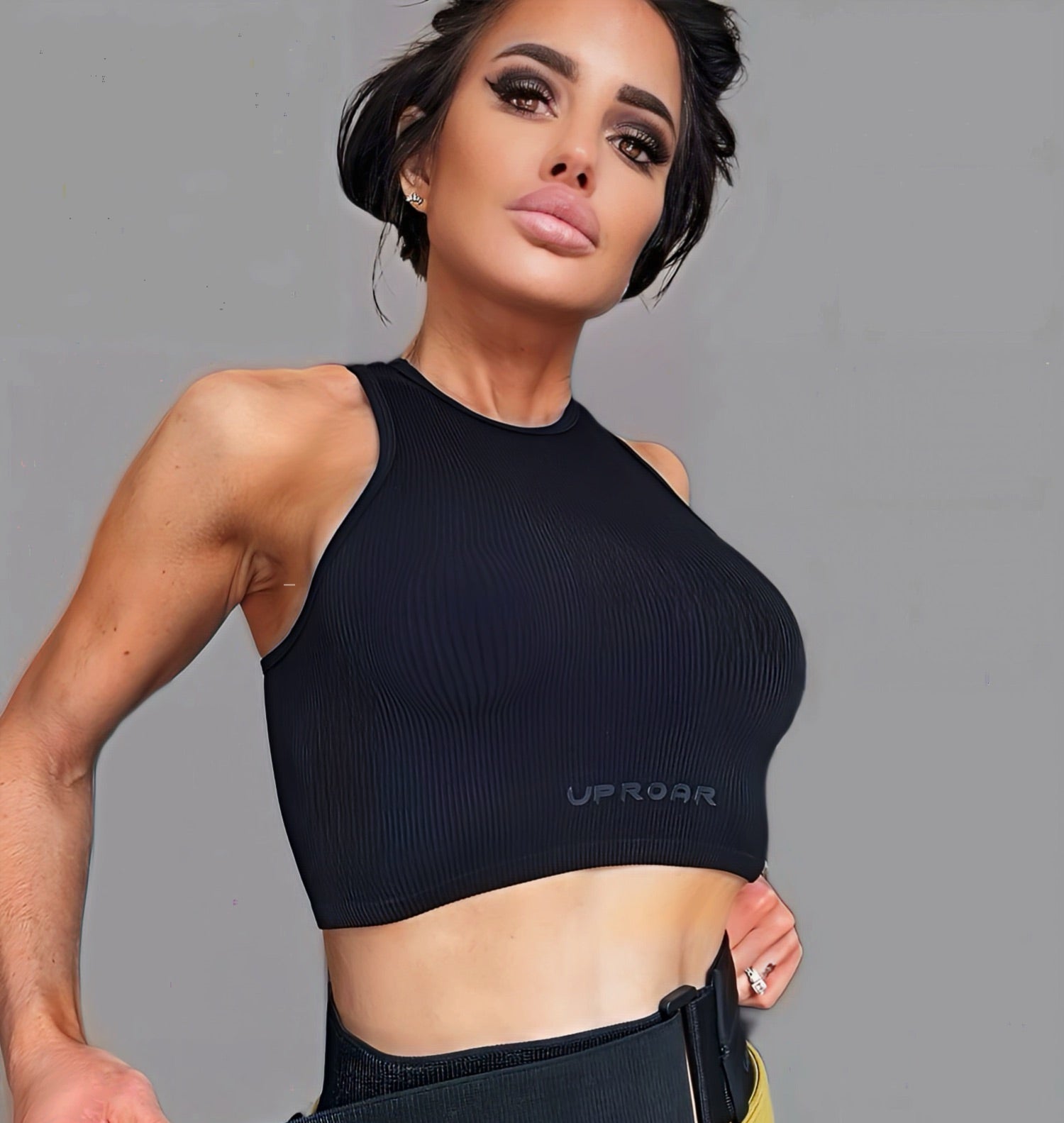 Black sports top, womens black crop, womens black crop top, ribbed black crop top, sports wear, womens activewear tops, womens quickdry black crop