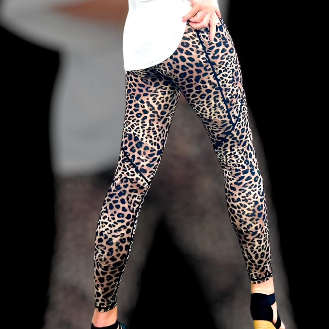 Leopard Legging, Leopard Print Leggings, animal print high waist leggings with phone pockets