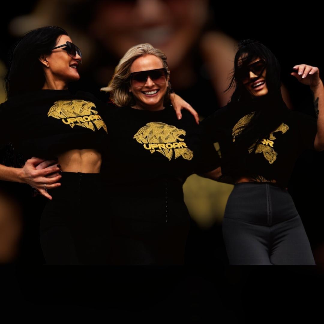 Black Crop top in boxy fit made from soft sustainable cotton the most stylish top to wear for every occasion that will make a statement with gold embroidered logo on the front for empowering women new active and gym wear for every strong female