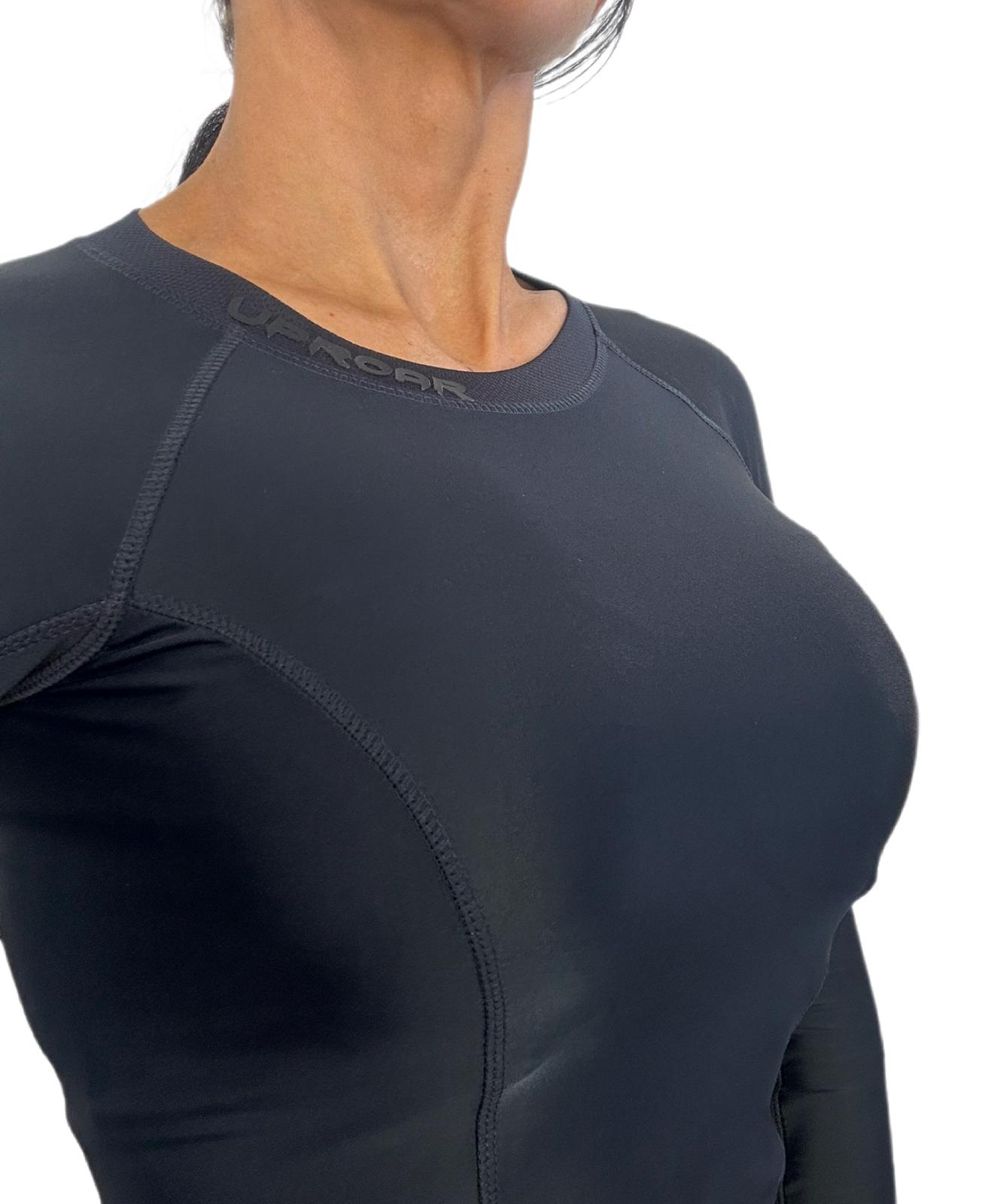 women's long sleeve rashie, black long sleeve rashguard, black rashie, compression wear for women, black long sleeve compression wear for women, compression rashguard