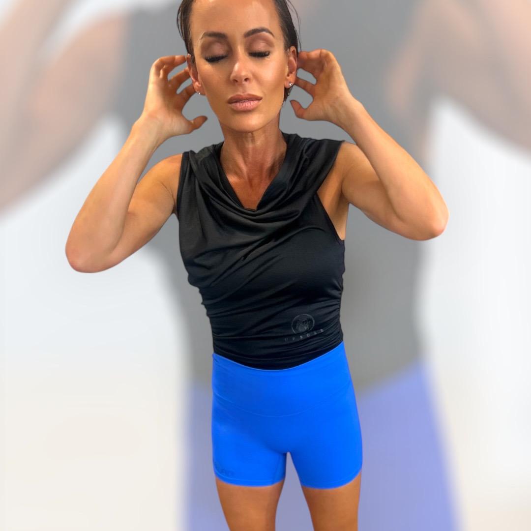 blue shorts, women's blue biker shorts, tight short shorts, bright blue womens biker shorts, blue training shorts womens