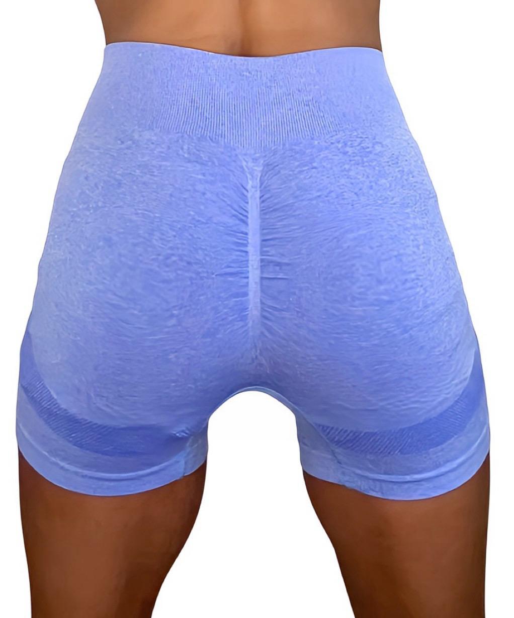booty sculpting blue shorts, short sky blue shorts, thigh length light blue shorts, womens shorts, light blue bike shorts, high waisted shorts, blue high waist shorts thigh length