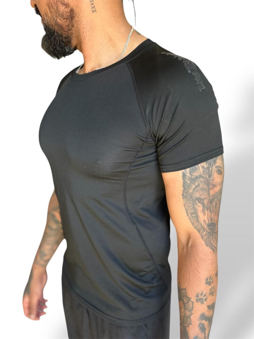 Mens black compression top, black short sleeve training top for men. compression undergarment, rash guard compression short sleeve, mens short sleeve combat shirt