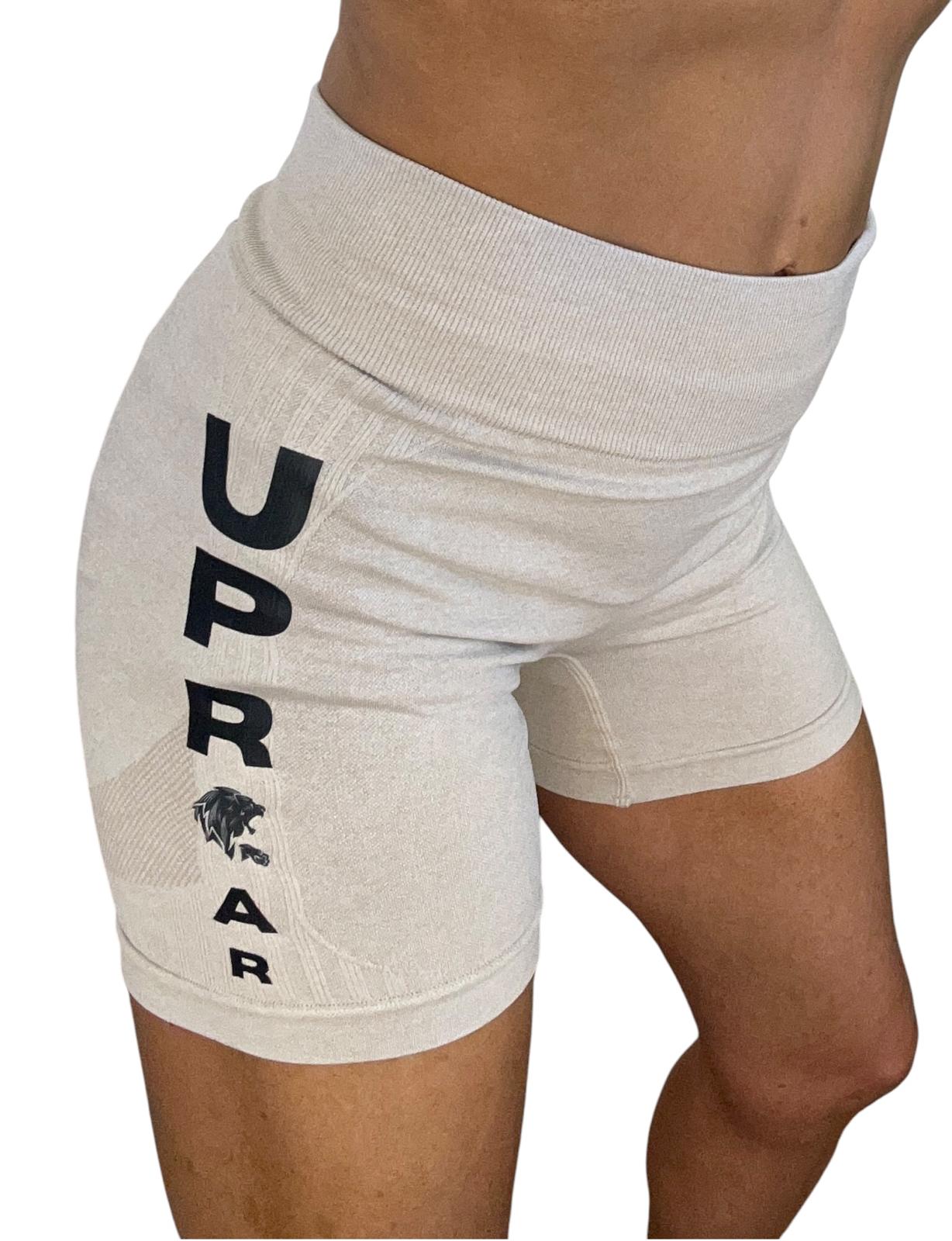 khaki short shorts, butt lifting shorts, womens cream coloured shorts, khaki short booty shorts, booty sculpting shorts, high ribbed waistband, lifting support panels for sculpting