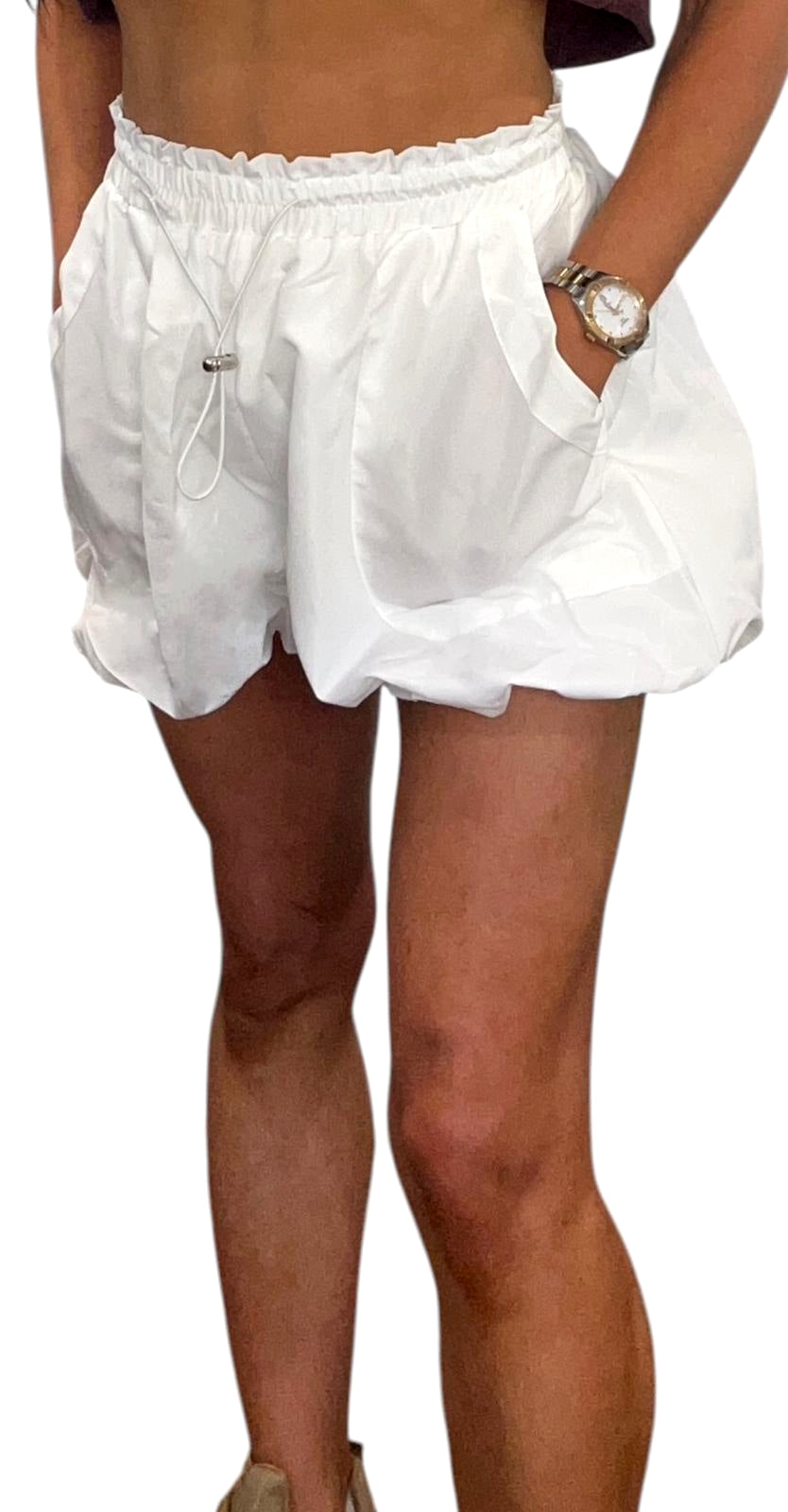 Puffed white shorts, mushroom shorts, women's summer shorts, drawstring shorts women, white shorts, summer shorts, women's activewear, puffer shorts