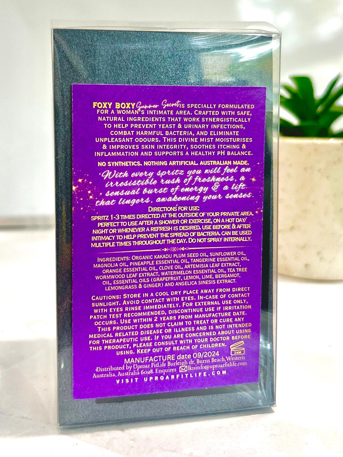 Female spray for intimate area, all Natural, moisturizing, ph balancing, natural summer scents, ANTIBACTERIAL, hygiene, gorgeous smell, 30ml glass bottle, woman's intimate spray