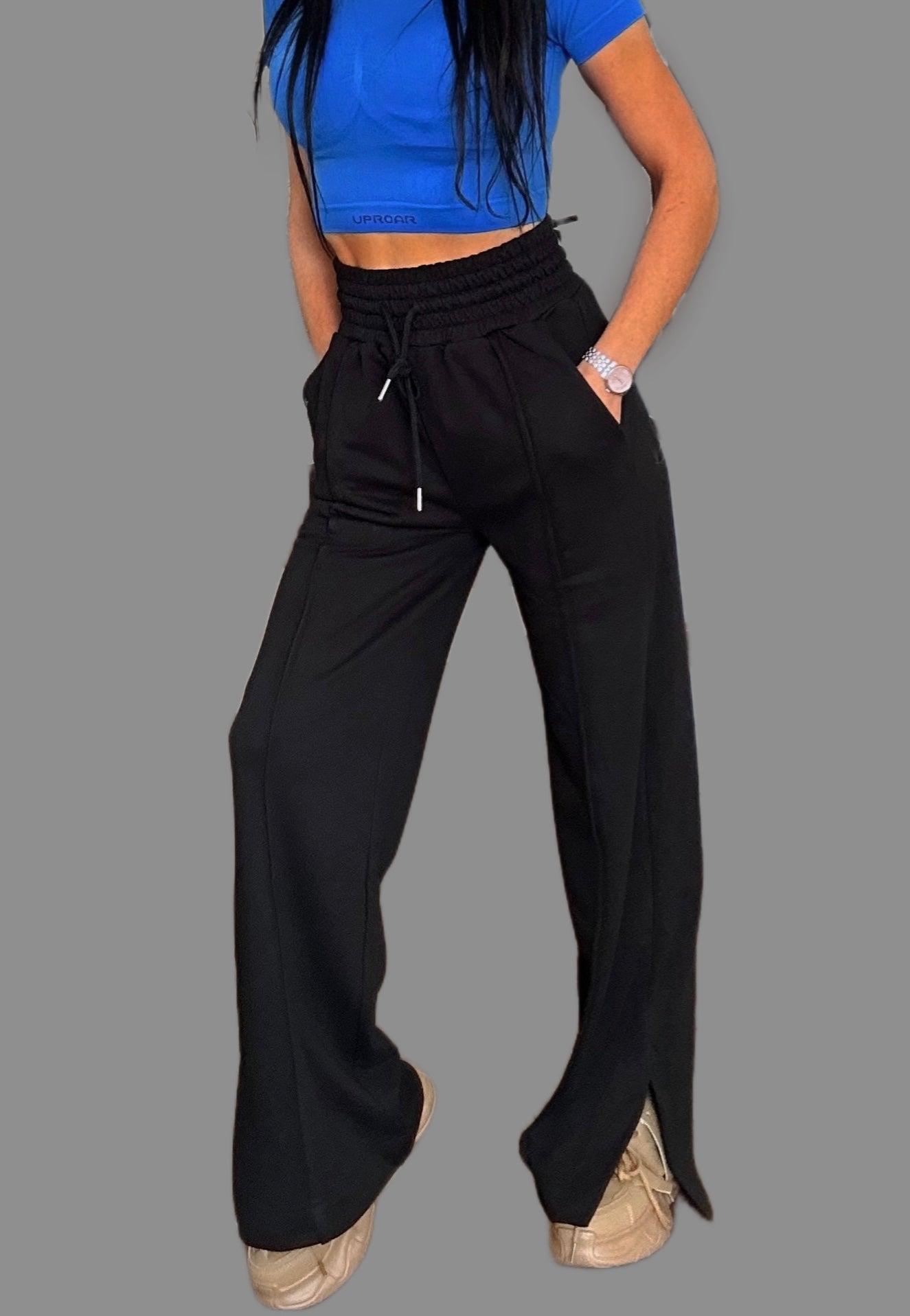 womens wide leg sweatpants, high waisted sweatpants, womens white trackpants, womens drawstring sweatpants, wide leg joggers black, all cotton, versatile wear