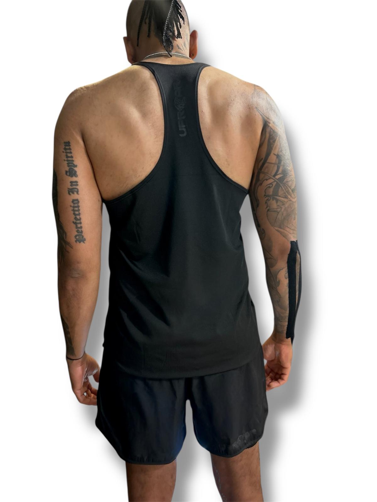 black muscle tank, mens tank shirt, training muscle shirt, black muscle shirts, open armhole training shirts, scoop neck shirt, curved hem