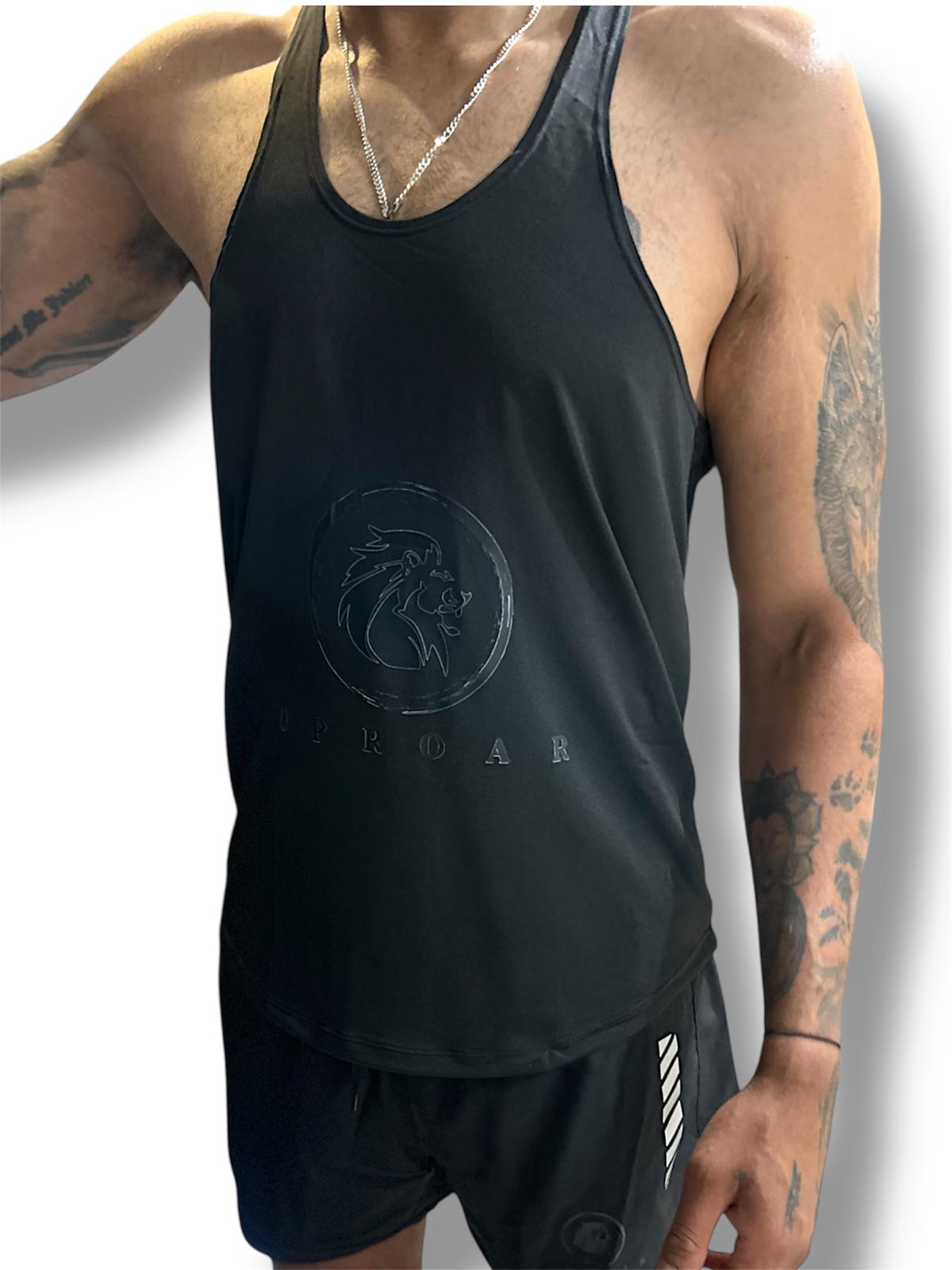 black muscle tank, mens tank shirt, training muscle shirt, black muscle shirts, open armhole training shirts, scoop neck shirt, curved hem