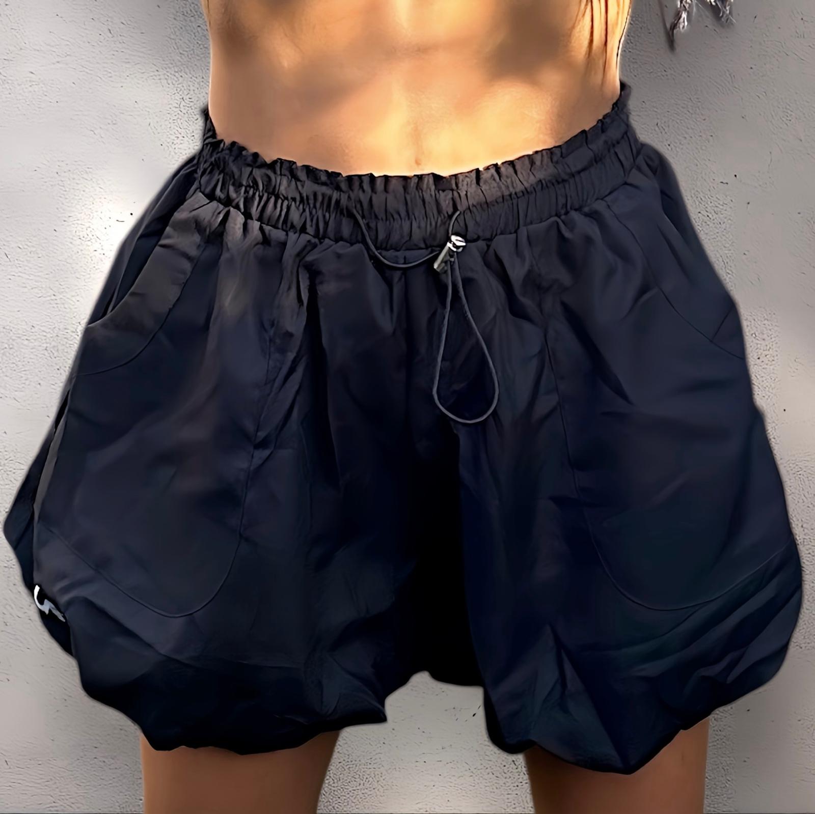 Mini shorts Puffed fabric style Elastic drawstring waist with hold clip. Underestimated style, try them & you will love. Light  and airy feel, perfect for exercising & daily activities.