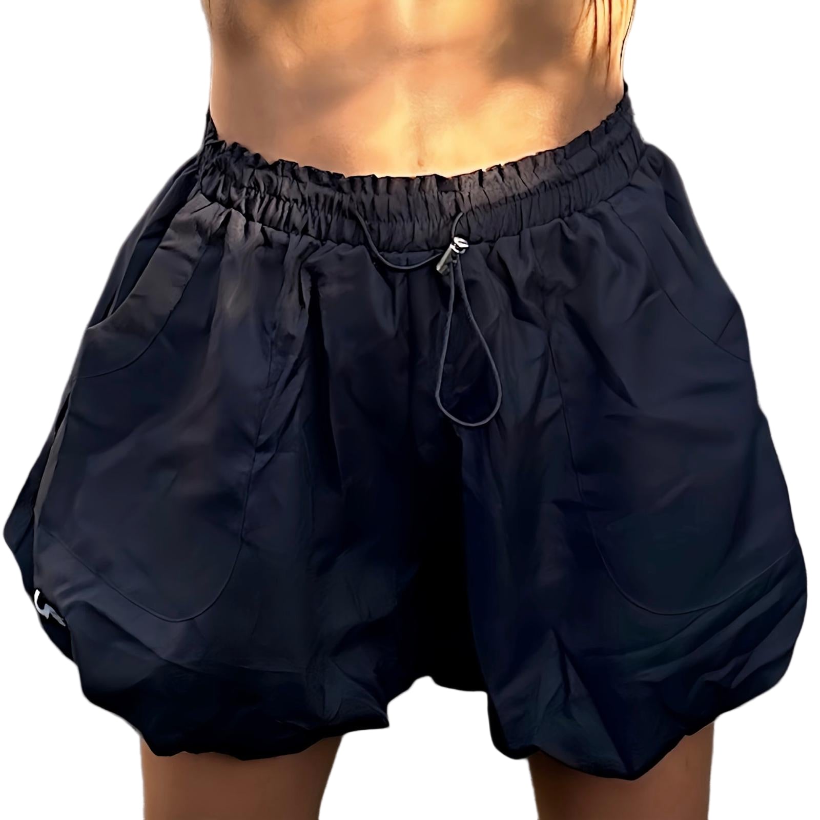 Mini shorts Puffed fabric style Elastic drawstring waist with hold clip. Underestimated style, try them & you will love. Light  and airy feel, perfect for exercising & daily activities.