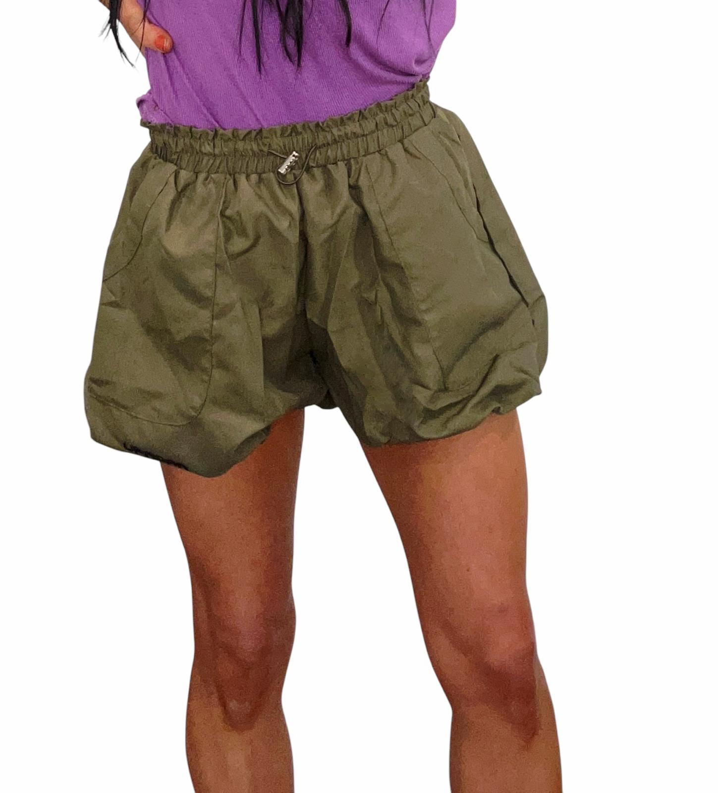 Puffed Shorts with drawstring Army Green