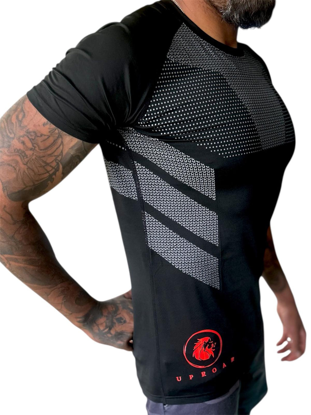 bjj shirts, non-slip bjj shirts, silicone strip tops for bjj, silicone hem tops, mens bjj tops, no-gi training wear, no-gi clothes, non-slip fightwear, non-slip rolling gear