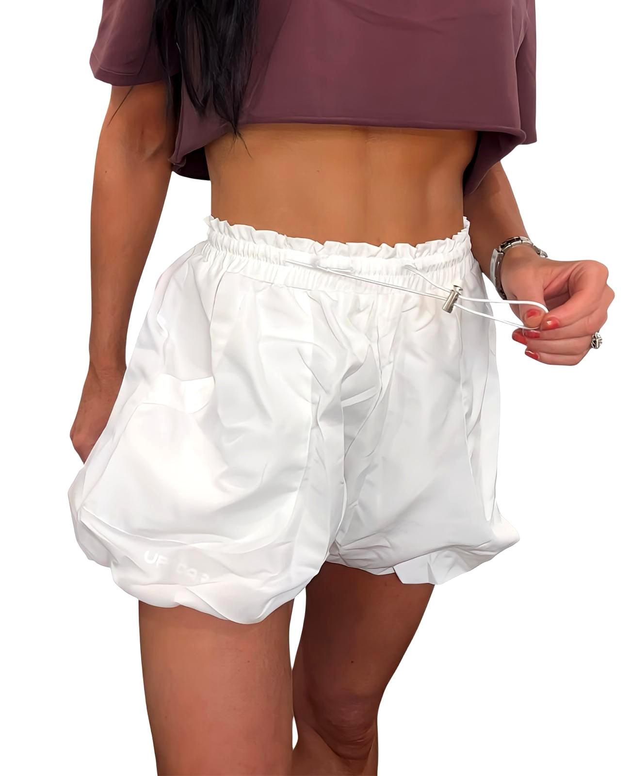 Puffed white shorts, mushroom shorts, women's summer shorts, drawstring shorts women, white shorts, summer shorts, women's activewear, puffer shorts