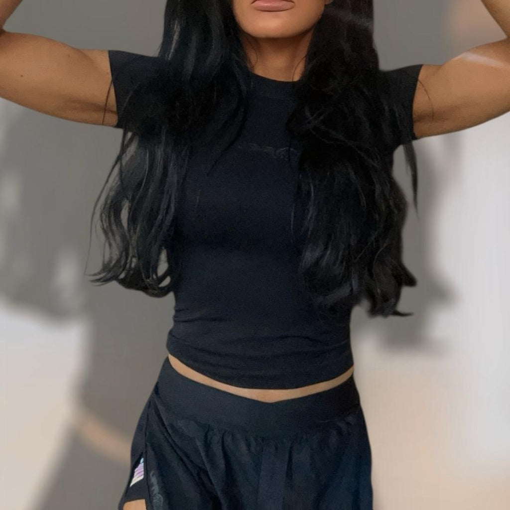 ribbed compression wear, womens combat wear, womens black ribbed top, black compression top womens, fightwear for women, ladies compression wear