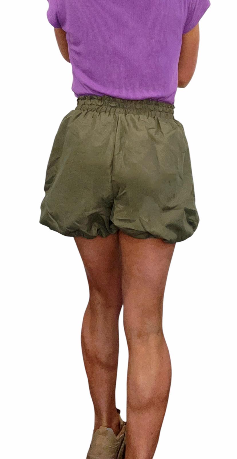 Puffed Shorts with drawstring Army Green